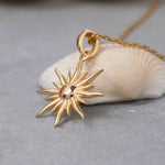 Load image into Gallery viewer, 14K Solid Gold Sun Necklace K115
