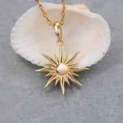 14K Solid Gold Sun Necklace K115