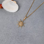 Load image into Gallery viewer, 14K Solid Gold Sun Necklace K115
