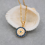 Load image into Gallery viewer, 14K Solid Gold Evil Eye Necklace K114
