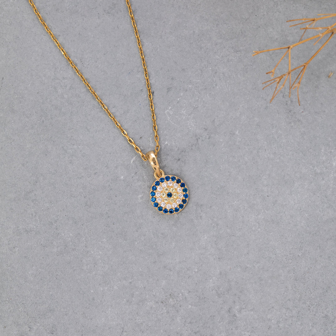 14K Solid Gold Evil Eye Necklace K114