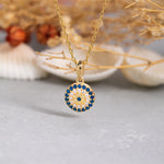 Load image into Gallery viewer, 14K Solid Gold Evil Eye Necklace K114
