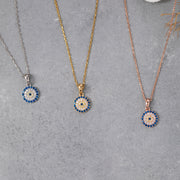 14K Solid Gold Evil Eye Necklace K114