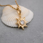 Load image into Gallery viewer, 14K Solid Gold Sun Necklace K113
