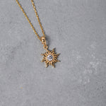 Load image into Gallery viewer, 14K Solid Gold Sun Necklace K113
