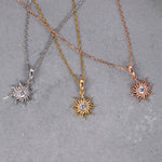 Load image into Gallery viewer, 14K Solid Gold Sun Necklace K113
