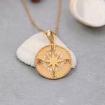 Load image into Gallery viewer, 14K Solid Gold Compass Necklace K118
