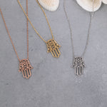 Load image into Gallery viewer, 14K Solid Gold Hamsa Necklace K121
