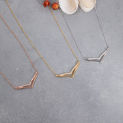 14K Solid Gold V Necklace K122