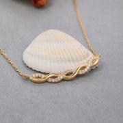 14K Solid Gold Braid Necklace K124