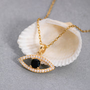 14K Solid Gold Evil Eye Necklace K116