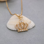 Load image into Gallery viewer, 14K Solid Gold Crown Necklace K126
