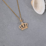 Load image into Gallery viewer, 14K Solid Gold Crown Necklace K126
