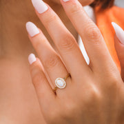 14K Solid Gold White Opal Ring Y205