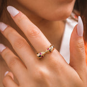 14K Solid Gold Skull Ring Y206