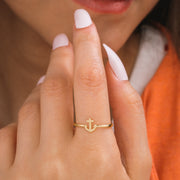14K Solid Gold Anchor Ring Y209
