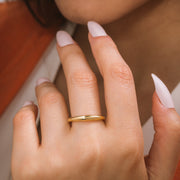 14K Solid Gold Thin Dome Ring Y218