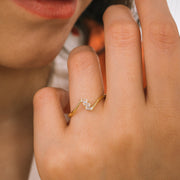 14K Solid Gold Baguette Ring Y217