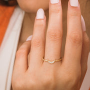 14K Solid Gold Thin Moon Ring Y214
