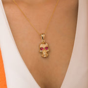 14K Solid Gold Skull Necklace K111