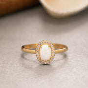 14K Solid Gold White Opal Ring Y205