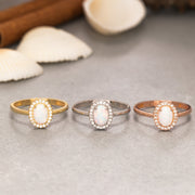 14K Solid Gold White Opal Ring Y205