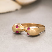 14K Solid Gold Skull Ring Y206