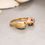 14K Solid Gold Skull Ring Y206
