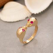 14K Solid Gold Skull Ring Y206