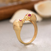 14K Solid Gold Skull Ring Y206