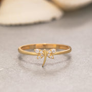 14K Solid Gold Dragonfly Ring Y208
