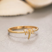14K Solid Gold Dragonfly Ring Y208