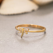14K Solid Gold Dragonfly Ring Y208