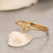 14K Solid Gold Dragonfly Ring Y208