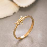 14K Solid Gold Dragonfly Ring Y208