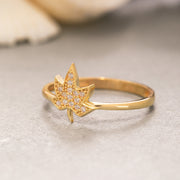 14K Solid Gold Maple Leaf Ring Y212