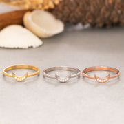 14K Solid Gold Thin Moon Ring Y214