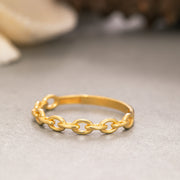 14K Solid Gold Chain Ring Y215