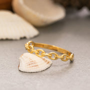 14K Solid Gold Chain Ring Y215