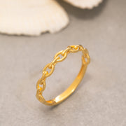 14K Solid Gold Chain Ring Y215