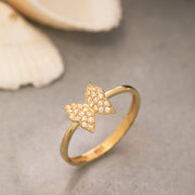 14K Solid Gold Butterfly Ring Y216