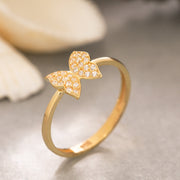 14K Solid Gold Butterfly Ring Y216