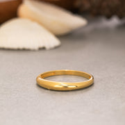14K Solid Gold Thin Dome Ring Y218