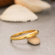 14K Solid Gold Thin Dome Ring Y218