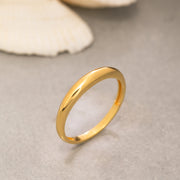 14K Solid Gold Thin Dome Ring Y218
