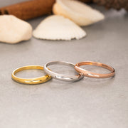 14K Solid Gold Thin Dome Ring Y218