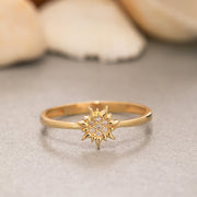14K Solid Gold Sun Ring Y226
