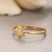 14K Solid Gold Sun Ring Y226