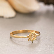 14K Solid Gold Sun Ring Y226