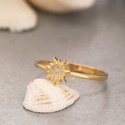 14K Solid Gold Sun Ring Y226